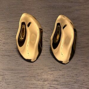 Gold Sculptural Statement Earrings Women’s Abstract Bold Minimal